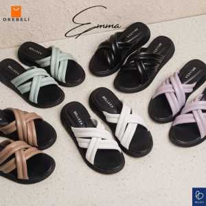 Sandal Murah Viral Sendal Wedges Trend Puffy Strap Platform Wanita Perempuan Silang Empuk Premium - BELLEZA EMMA