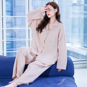 Spring and Autumn Maternity Pajamas Confinement Clothing Not Tight Belly with Chest Pad for Pregnancy Pure Cotton Cotton and Linen Postpartum Homewear