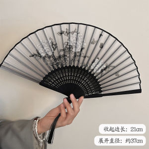 Quạt Phong Cách Trung Hoa Mới Quạt Gấp Phong Cách Cổ Điển Cho Phụ Nữ Quạt Nhỏ Di Động Quạt Vải in Họa Tiết Mây Tre