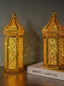 Gold Plated Iron Art Lantern Hollow out Home Decorations Ornaments Modern Simplicity Style Desktop Craft Atmosphere Props