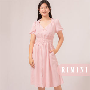 RIMINI - Dress Pesta Wanita Puff Flowy Christmast Vneck XS-XL - Fevila Dress 85827