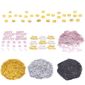 Gold Silver Rose Gold 18 30 40 50 60 Digital Confetti Happy Birthday Stars Table Confetti for Wedding Birthday Party Table Decor