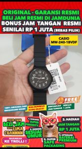 CASIO ORIGINAL - CASIO MW-240-1B - MEN - Black - Strap Resin - Jam dunia JD17ST  Jam Tangan Pria Cowok Anti Air Digital Analog + CASIO MW 240 1B MW-240 240 MW240 $ WR5 STR SD7 HT7