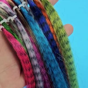 Bulk zebra Synthetic Hair Grizzly Fiber for Tying Pike Streamers Fly Tying Material Buck Tail Saltwater Minnow Flies Fiber