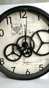 #25090 36cm Vintage Car Gear Wall Clock - Elegant Classic Design for Living Rooms Bedrooms or Offices - Decor