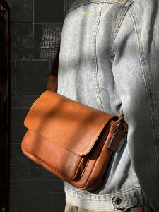 กระเป๋าสะพายข้างหนังแท้ทำมือสไตล์วินเทจสำหรับผู้ชาย กระเป๋าถือหนังแท้ชั้นบนสำหรับผู้ชายแบบลำลอง กระเป๋าสะพายข้างสำหรับเดินทางแบบมีซิป