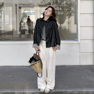 Black Fashionable Retro Leather Jacket Womens Outerwear Autumn 2025 Street Style PU Leather Coat Large Female Personality