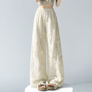 DAIXIANGFEIZI | Lace Wide Leg Trousers Straight Fit Petite Women Pants