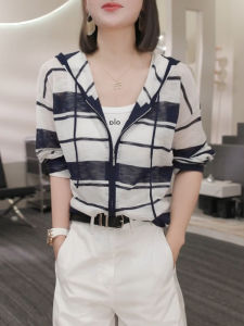 Shalldoer | เสื้อสเวตเตอร์ถักแขนยาวมีฮู้ดป้องกันแสงแดดสำหรับผู้หญิง ฤดูร้อน 2025 เสื้อคลุมกันหนาวแบบลำลองที่สวมใส่สบายและระบายอากาศได้ดี