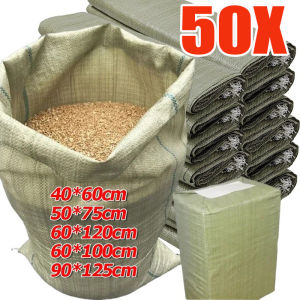50Pcs Heavy Duty Woven Bag / Flood Control Sand Storage Bags / Waste Garbage Cement Sand Sacks / Express Packaging Pouch / Heavy Duty Empty Storage Sack
