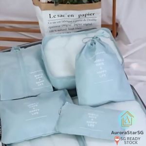 [SG Stock] [NEW ARRIVAL] Luggage Organiser 7pcs Travel Pouch Organizer Foldable Washable Reusable Waterproof Travel bag