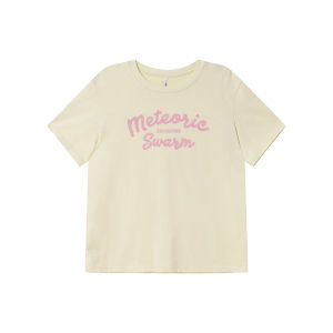 NIHAOKANONG | Áo Thun Cotton Dễ Thương Form Rộng Tay Ngắn Cổ Tròn Kiểu Móc Xích Chữ Cái