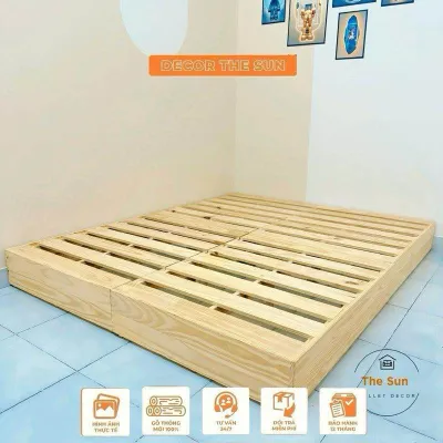 Decor The Sun Giường Pallet Gỗ Thông Gấp Gọn Cao 10cm-20cm Chất Liệu Gỗ Thông Mới 100% Không Lỗ Đinh Gia Công Bào Chà Nhám Mịn Bo Góc Xuất Xứ Việt Nam