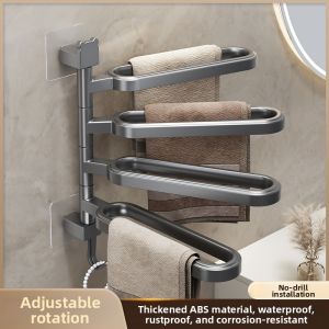 FAJIENUO | Rotating Bathroom Towel Rack No-Drilling