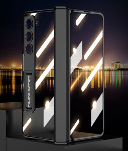 เคสบานพับสำหรับ Samsung Galaxy Z Fold 7 Fold 6 Fold 5โปร่งใสกันกระแทกฝามีขาตั้งป้องกัน