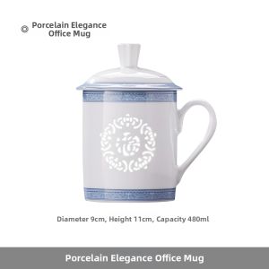 JINGDEZHEN | Jingdezhen Official Blue and White Porcelain Tea Cup With Lid