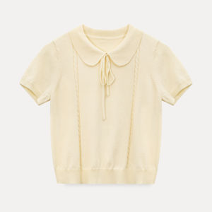 Cute Collar Sleeveless Slim-fit Cropped Sweater Female Summer