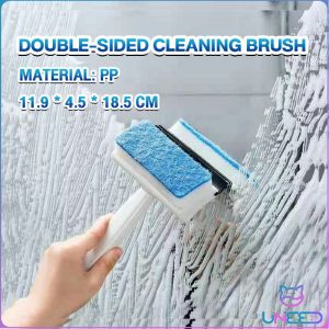 Need. Double-Sided Cleaning Brush Glass Wiper With Cleaning Sponge Squeegee 2 in 1 Scraper Bathroom Wall Cleaner