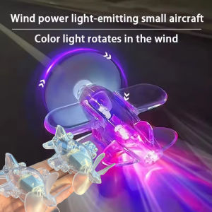 2PCS LED Light Small Glowing Airplane Motorcycle Ornaments Motorcycle Safety Riding Warnings Wind Powered Rotating Glowing Small Aircraft Decoration