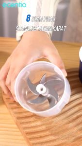 【5k voucher】ecentio Mini Chopper Blender Portable 6 bilah pisau Bumbu kapsul Alat Penggiling daging penggiling daging mpasi bayi Food Processor kecil Dapur perabotan 304 stainless steel den gan kaca tebal
