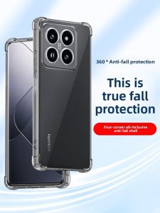 RISEOUS | Anti-Shock Transparent Silicone Case with Corner Airbags and Full Lens Protection for Xiaomi 14