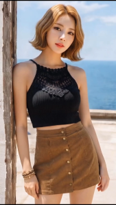 Lightweight Faux Suede Front Buttoned Skirt