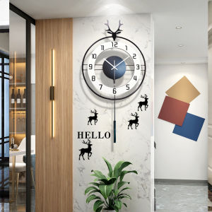 Modern Simple Creative Wall Clock Silent Living Room Fashion Home Use Metal Material round Shape Battery Powered Clock