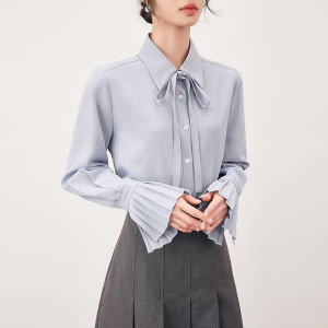 MOVK | Áo Sơ Mi Dài Tay Màu Xanh Thiết Kế Độc Đáo Elegent