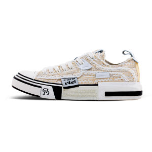 DAISYFELLOWES | Daisy Fellowes Casual Shoes White Sulfurated Mens Leisure Board Shoes Small Fragrance Style Round Head Mixed Material