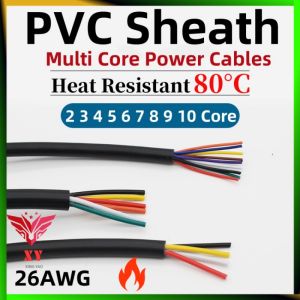 20M-1M 26AWG Multi Core Flexible Signal Wire PVC Insulated Sheath Power Cable Black UL2464 Heat Resistant Cables