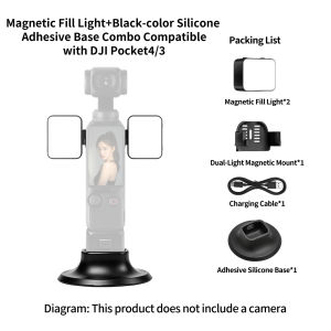 Đèn LED Mini Từ Tính Tích Hợp Đèn Fill Light Có Thể Tháo Lắp Nhanh Dành Cho Gimbal Camera DJI Osmo Pocket 4 3 Sạc Type-C Dùng Làm Đèn Selfie Đèn Vlog Giá Đỡ Để Bàn