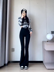 MATOUGUI - Celana Wanita Olahraga Yoga Pilates Peregangan Celana Flared Leggings