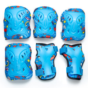 Kids Knee Elbow Pads Wrist Guards 3 in 1 Protective Gear Adjustable Safety Equipment for 3-12 Years Boys Girls Skating Cycling