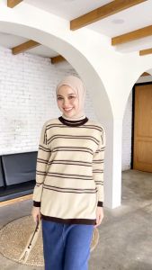 Mayoutfit.id Harumi Blouse | Sweater Rajut Wanita Motif Stripe
