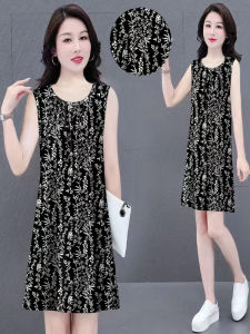 ชุดเดรสยาวแขนกุดพิมพ์ลายสไตล์เกาหลีสำหรับผู้หญิง ชุดชั้นใน ชุดเดรสยาว ชุดเดรสฤดูร้อน ชุดเดรสทำงาน ชุดเดรสยาว ชุดเดรสทำงาน