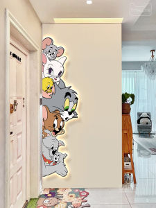 Cartoon Cat And Mouse Decorative Painting Childrens Bedroom Background Wall Light up Atmosphere Wall Lamp Home Decor Artwork