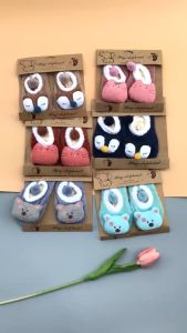 Giày tất len xù 3D Giày len xù hình thú có chống trượt cho bé từ 0 -3 tuổi