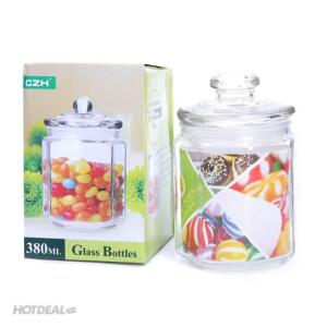 Lọ Thủy Tinh lục giác nắp có giăng - Đủ size 260ml - 380ml - 550ml - 900ML -1500ML- 2000ml - 3200ML