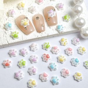 ชาร์มเล็บเรซิ่นรูปอุ้งเท้าสัตว์น่ารัก 30 ชิ้น สไตล์ครีมมี่เงา 6 สี เรืองแสง สำหรับตกแต่งเล็บ DIY