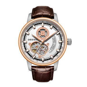 Deesio Automatic Mechanical Watch for Men Skeletonized 316L Stainless Steel Case 50M Water Proof Stylish Luminous Mens Watches