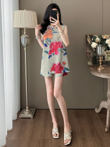 SUYE | Chinese Style Fashionable Set for Women Sleeveless Top and Shorts