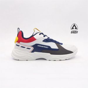 Aerostreet 40-43 Riku Putih Merah & Abu Kuning - Sepatu Sneakers Casual Aero Street