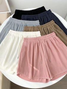 Quần Short Nữ Vải Polyester Rút Dây Tại Nhà Quần Dài Đến Đầu Gối Dáng Rộng Mùa Xuân 2025 Quần Áo Làm Việc Thường Ngày