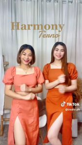 ZEALO Harmony Knot Puff Sleeves Crop Top and Midi Slit Skirt Terno Coordinates Set