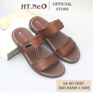 Dép Nam - Dép Da Nam Quai Ngang HT.NEO Da Bò Thật Được Khâu May Chắc Chắc Thiết Kế Basic Trẻ Trung  Lịch Sự SD35