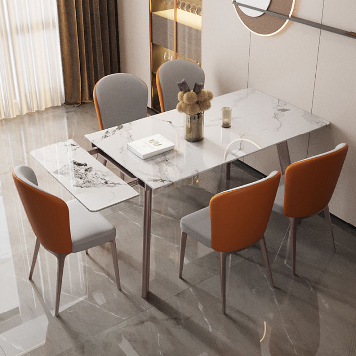 Italian Style Minimalist Retractable Stone Plate Dining Table Household ...