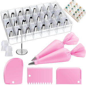 Cookever Thickened Baking Cream Filling Pastry Bags Set with Storage Box 8pcs Durable Cake Decorating Nozzles for Home Use