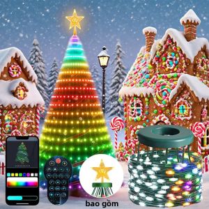 Đèn LED Trang Trí Giáng Sinh Điều Khiển Bằng Ứng Dụng Thông Minh Kết Nối Bluetooth Dạng Dây Đèn Tiên Dùng Cho Ngoài Trời Tiệc Tùng Có Điều Khiển Từ Xa Có Thể Điều Chỉnh Độ Sáng.