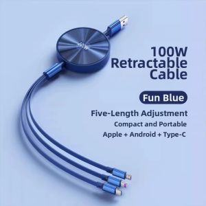 JZXS | 3-in-1 Charging Cable Retractable Super Fast Charge 6A