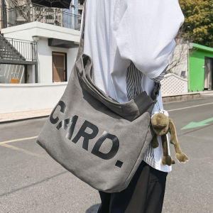 กระเป๋าสะพายข้างแบบลำลองขนาดใหญ่สำหรับผู้ชาย กระเป๋าเป้สะพายหลังแบบสะพายไหล่ข้างเดียว กระเป๋าใส่หนังสือสำหรับนักเรียน กระเป๋าส่งของแบบอเนกประสงค์ กระเป๋าผ้าใบ ซิปปิด